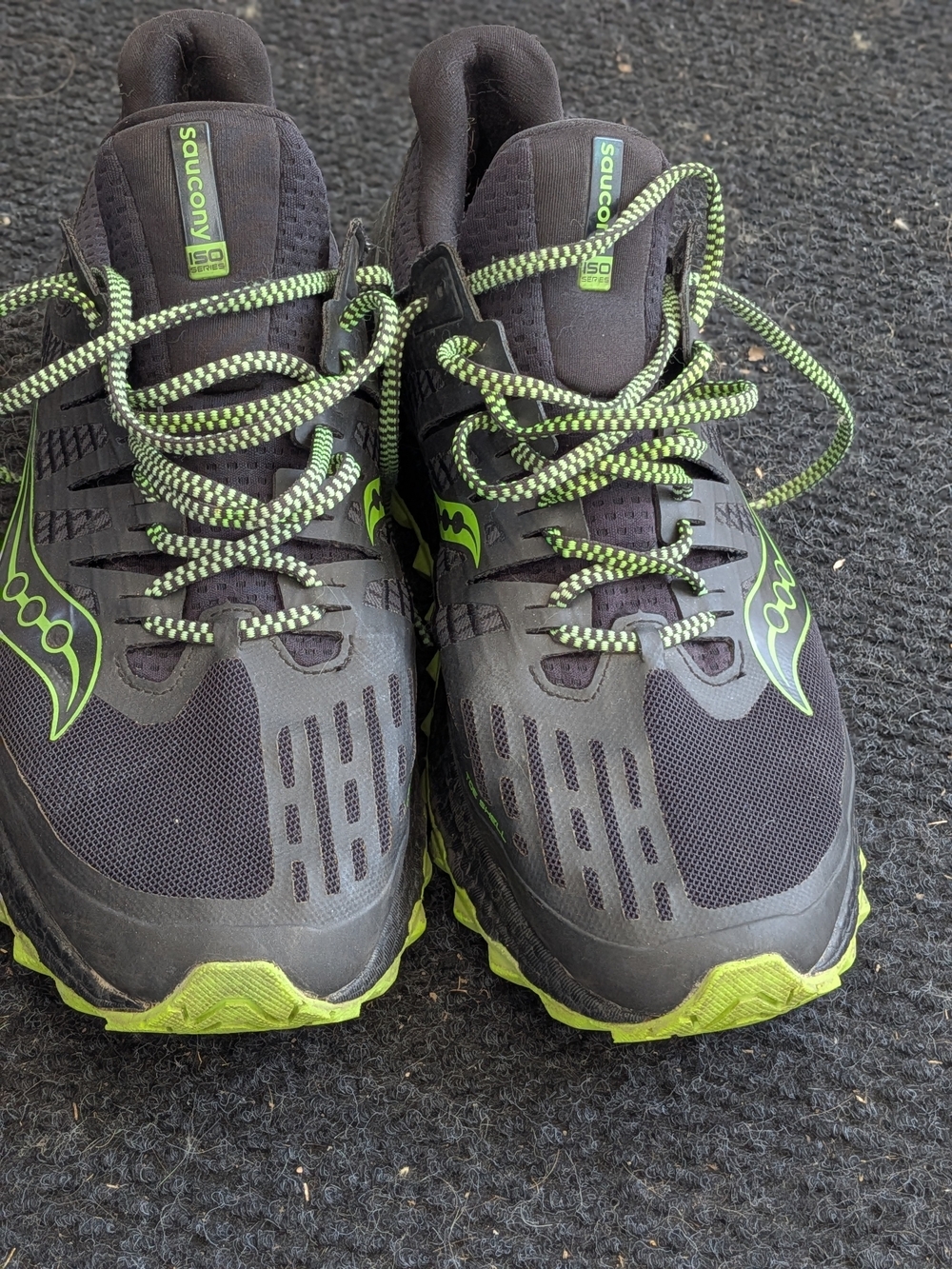 Saucony Black with Lime Green Accents Trail Running Shoes